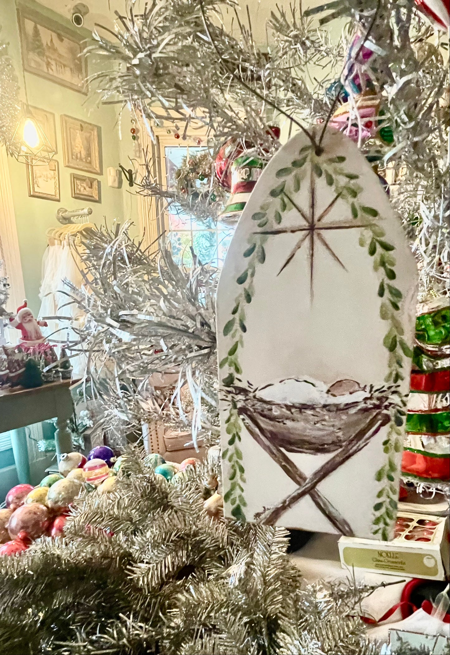 Painted Wood Manger Ornaments