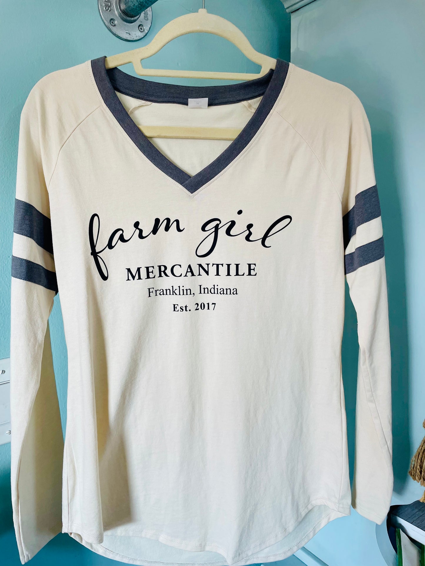 Jersey Inspired Striped Sleeve Top
